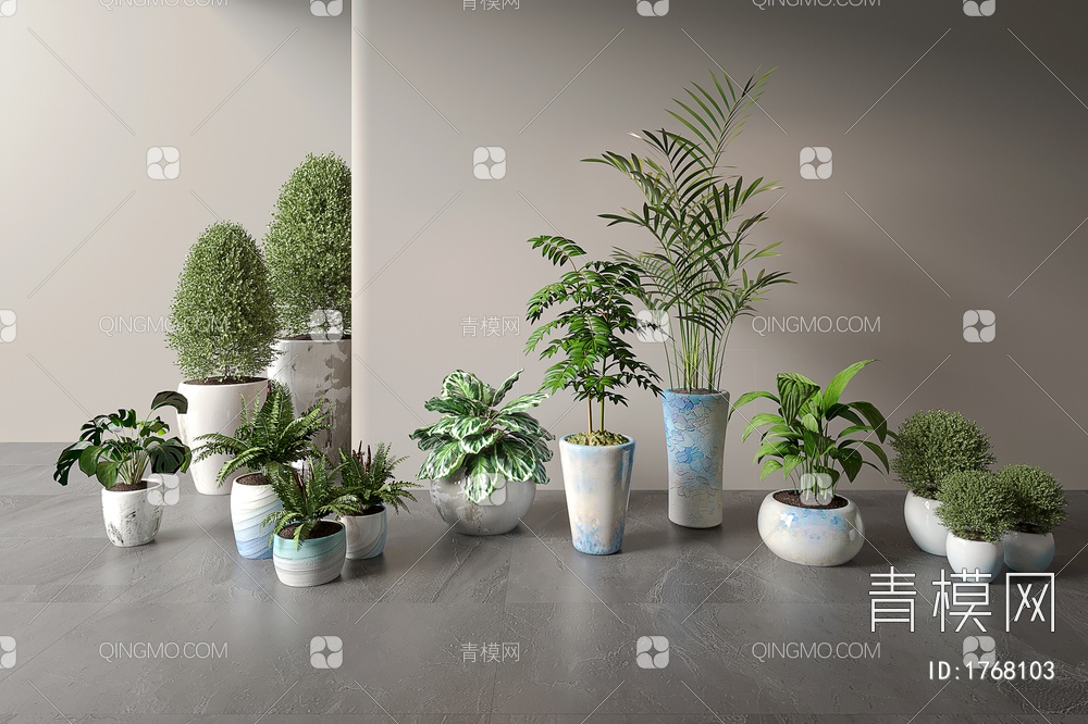 植物堆 绿植盆栽组合3D模型下载【ID:1768103】