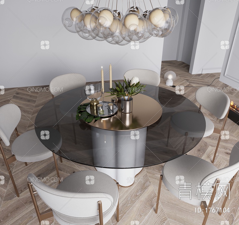 餐桌椅 吊灯3D模型下载【ID:1767104】