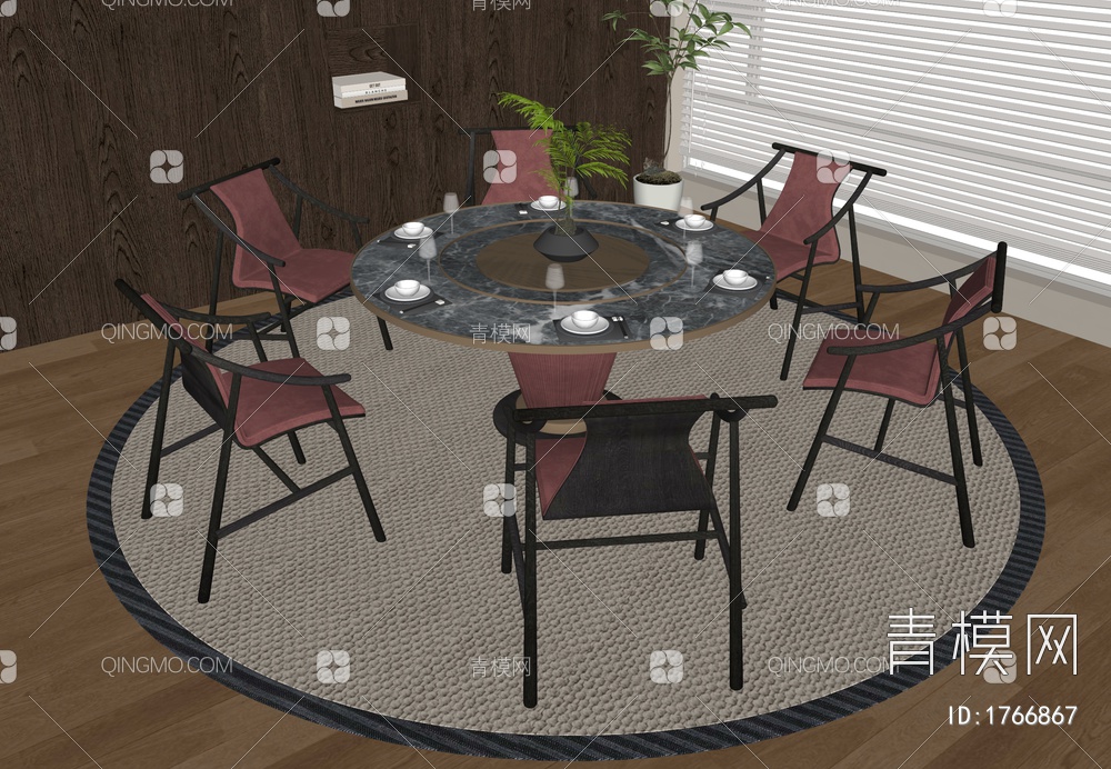 餐组桌椅合SU模型下载【ID:1766867】