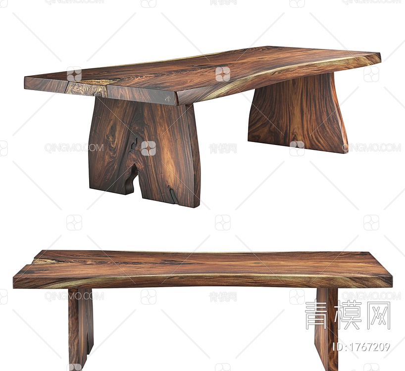 实木餐桌3D模型下载【ID:1767209】