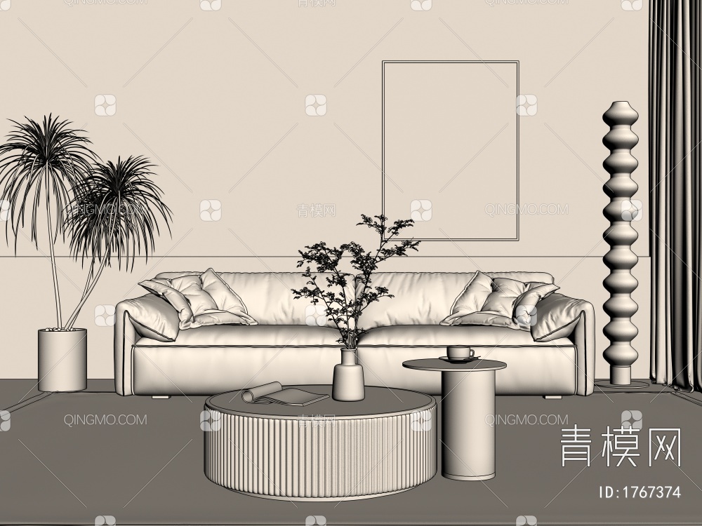 双人沙发3D模型下载【ID:1767374】