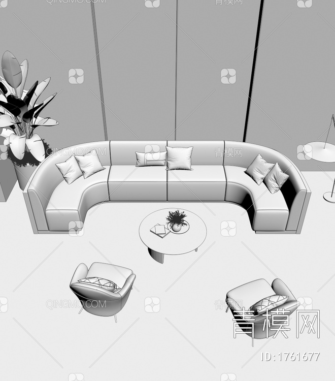 沙发茶几组合3D模型下载【ID:1761677】