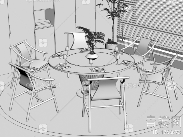 餐桌椅组合3D模型下载【ID:1766873】