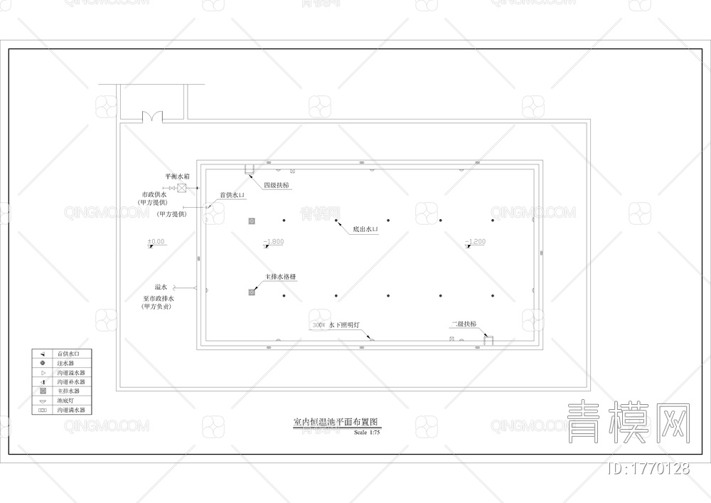 五套游泳池施工图带结构图给排水图【ID:1770128】