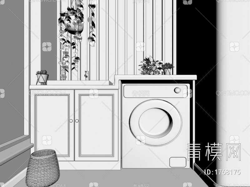 洗衣机柜3D模型下载【ID:1768175】