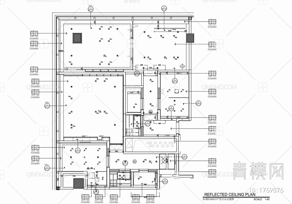 酒店豪华客房大床房室内施工图 酒店客房 套房 大床【ID:1769876】