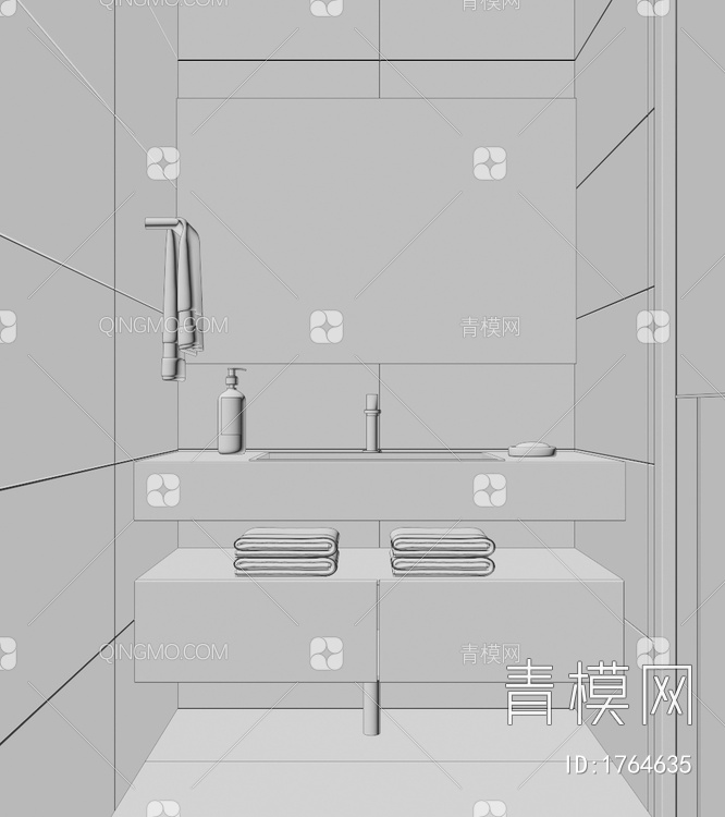 洗手台 浴室柜3D模型下载【ID:1764635】