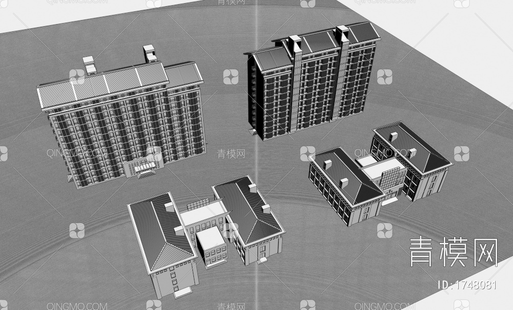 办公楼建筑3D模型下载【ID:1748081】