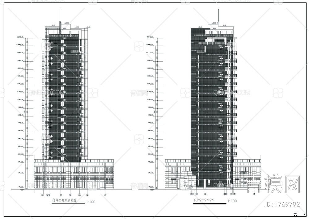 高层公寓住宅建筑施工图（全套）【ID:1769792】