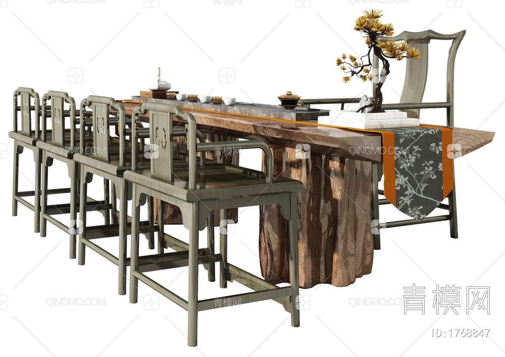 茶桌椅组合3D模型下载【ID:1768847】