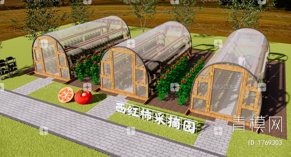 西红柿种植大棚SU模型下载【ID:1769303】