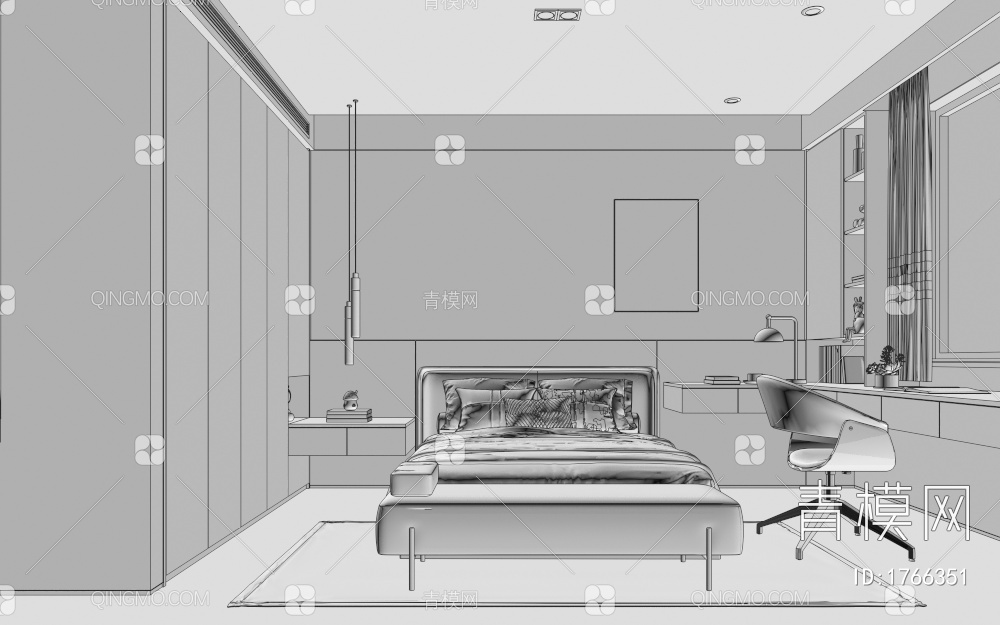 女孩房 儿童房 床3D模型下载【ID:1766351】