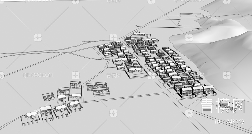 村庄鸟瞰建筑+民房建筑鸟瞰3D模型下载【ID:1748069】