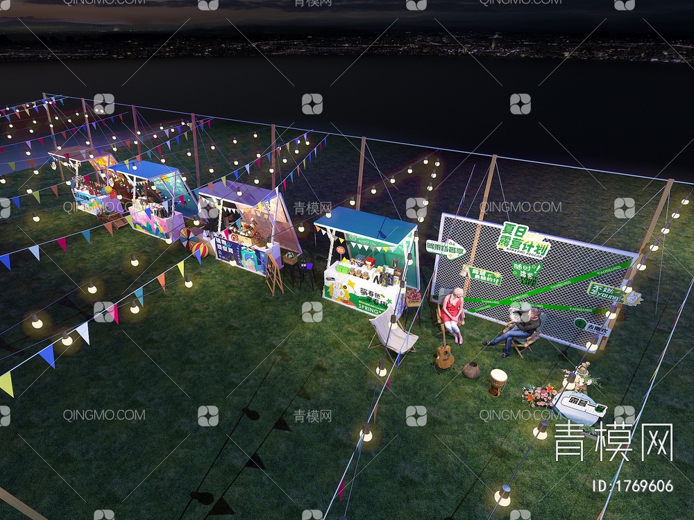 露营 市集 夜市 售卖亭3D模型下载【ID:1769606】