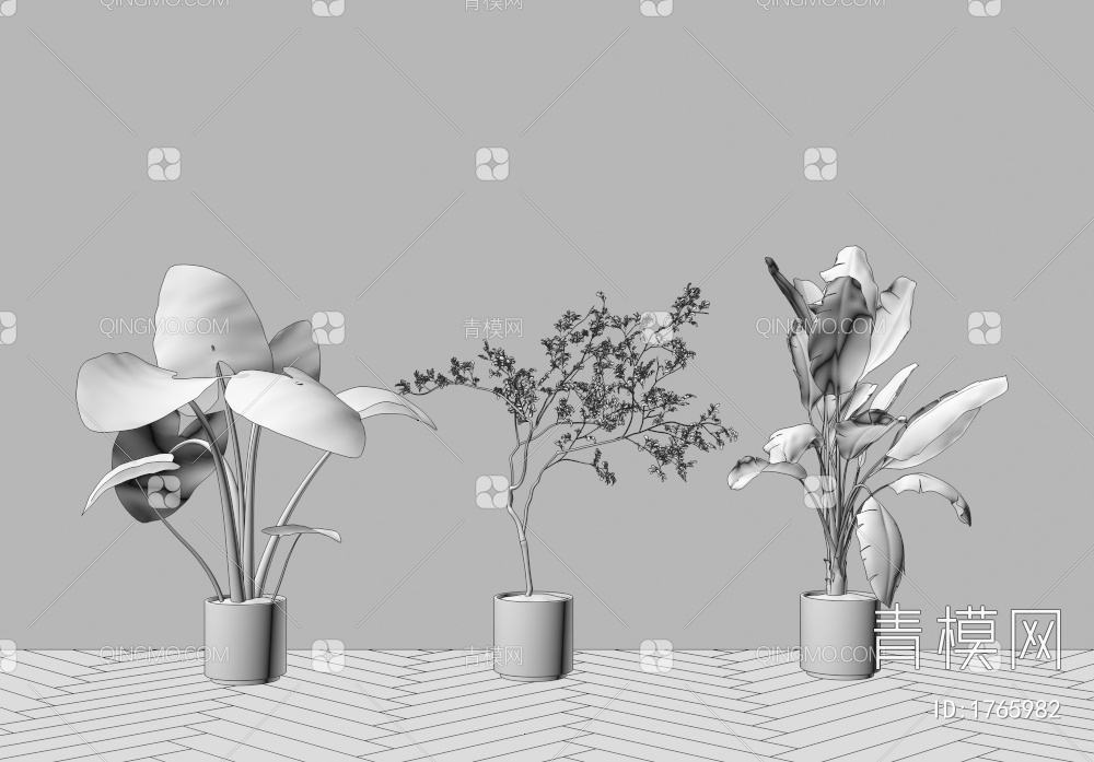 植物盆栽3D模型下载【ID:1765982】