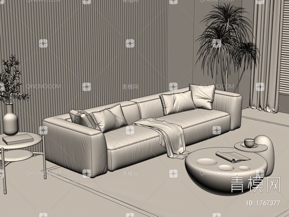 双人沙发3D模型下载【ID:1767377】