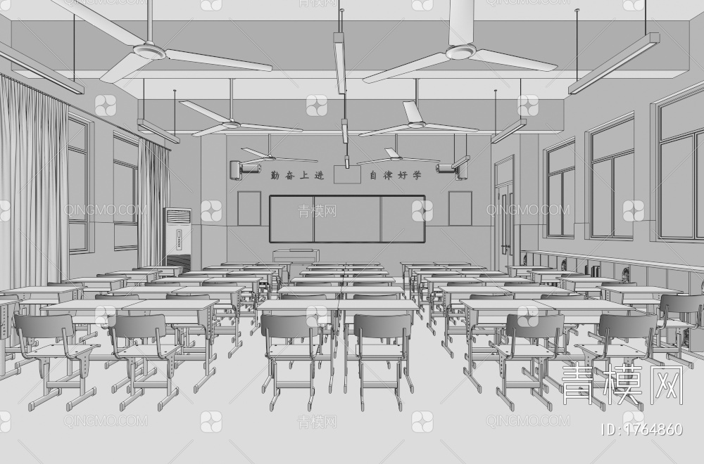 学校普通教室3D模型下载【ID:1764860】