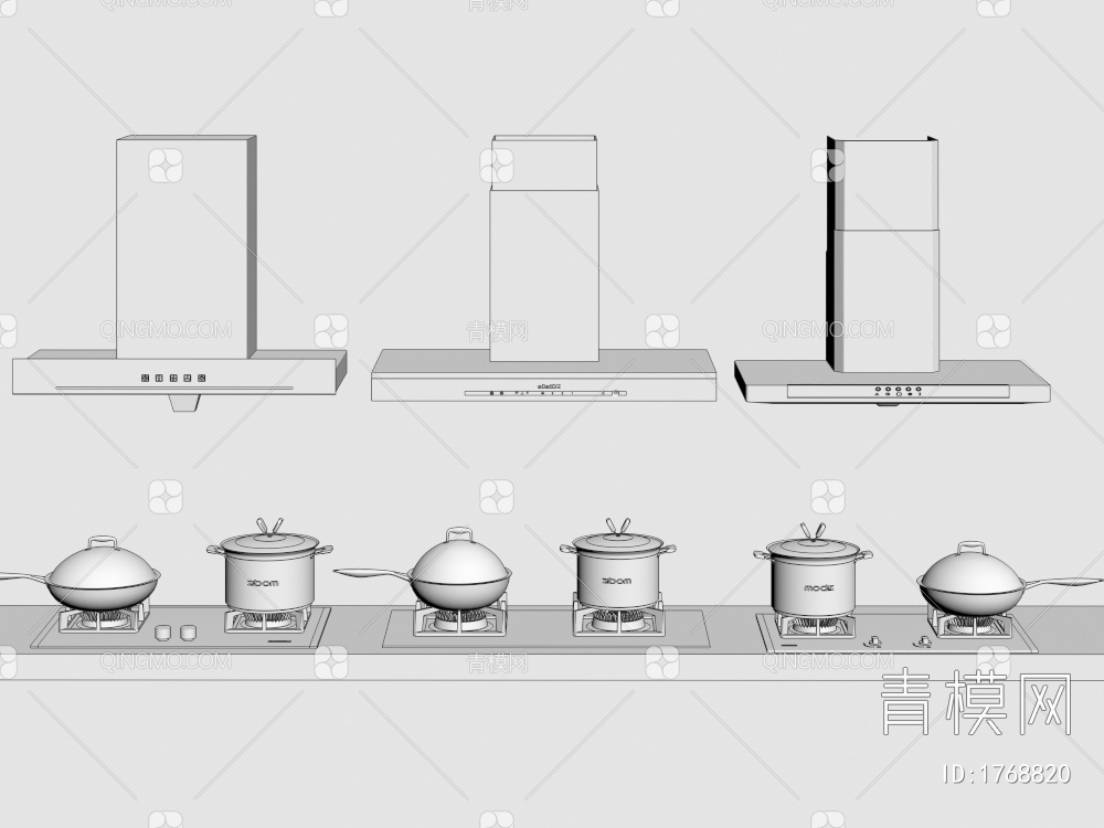 油烟机 燃气灶 厨房家电 煤气灶3D模型下载【ID:1768820】
