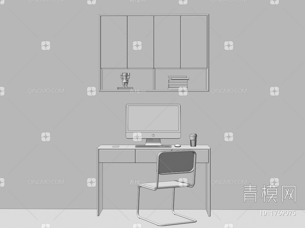 书桌 书柜 书桌椅组合3D模型下载【ID:1769075】