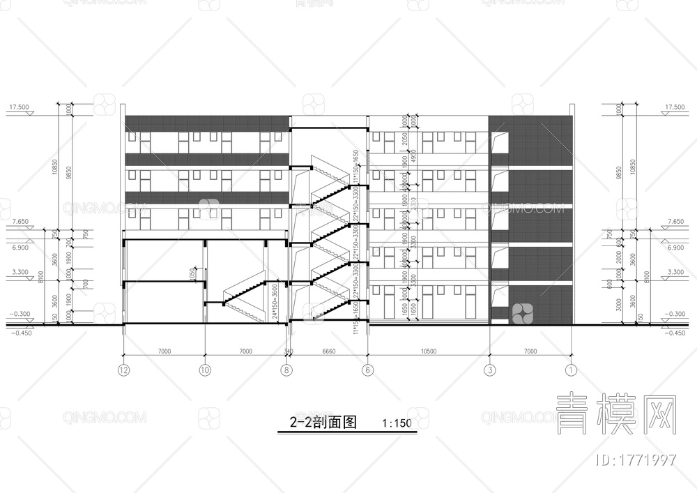 中学食堂和宿舍楼建筑施工图【ID:1771997】