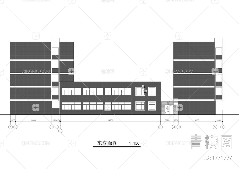 中学食堂和宿舍楼建筑施工图【ID:1771997】