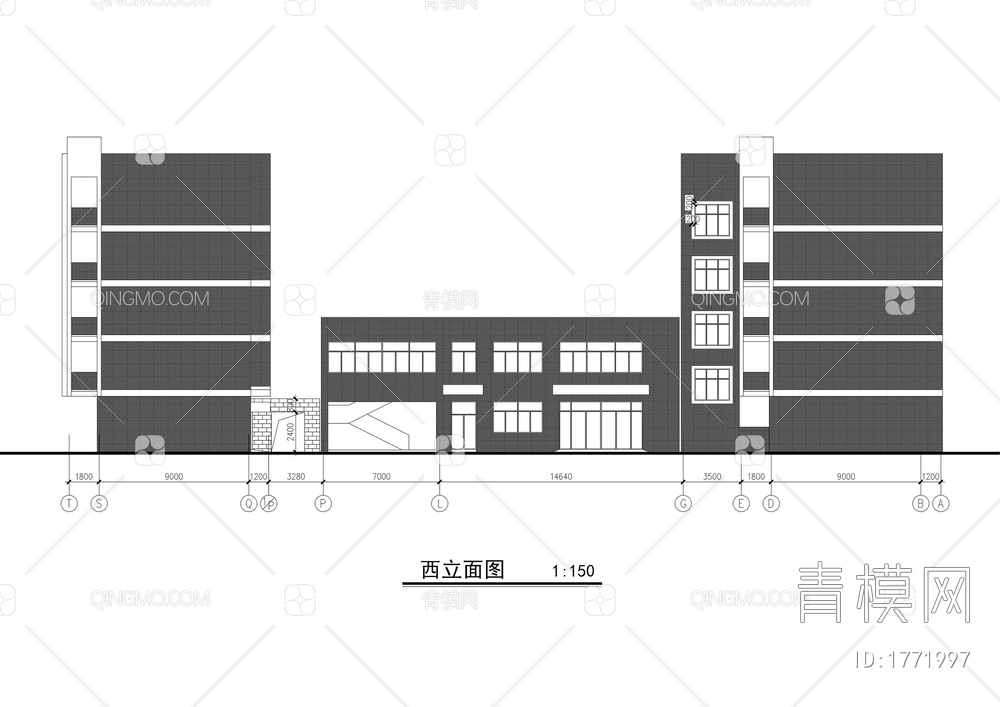中学食堂和宿舍楼建筑施工图【ID:1771997】