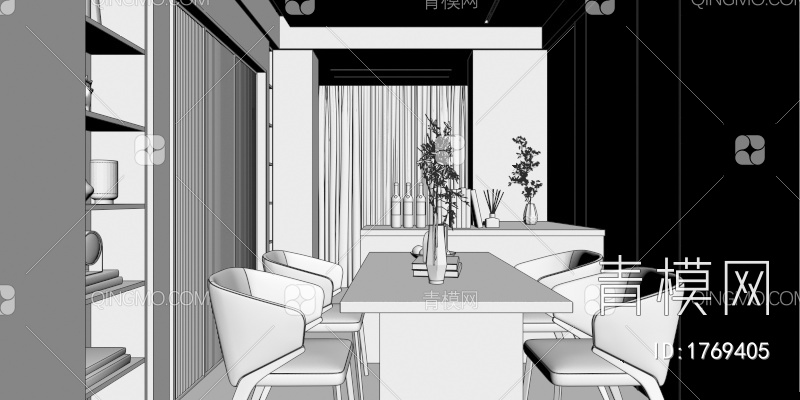 客餐厅 卧室3D模型下载【ID:1769405】
