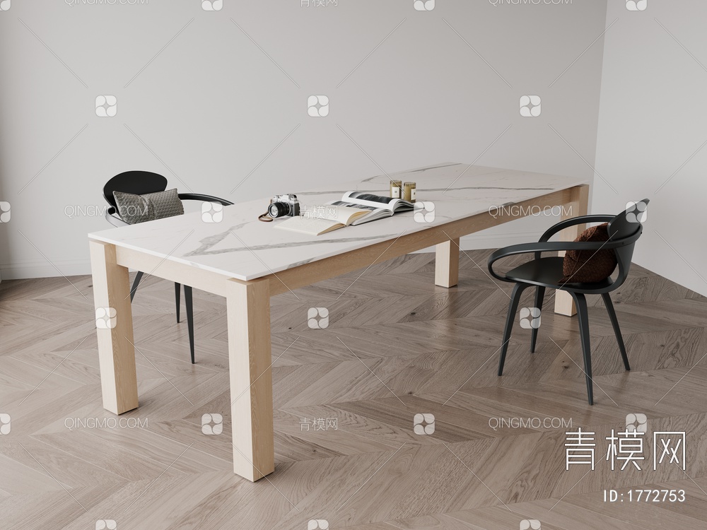 石材台面，餐桌，餐桌椅3D模型下载【ID:1772753】