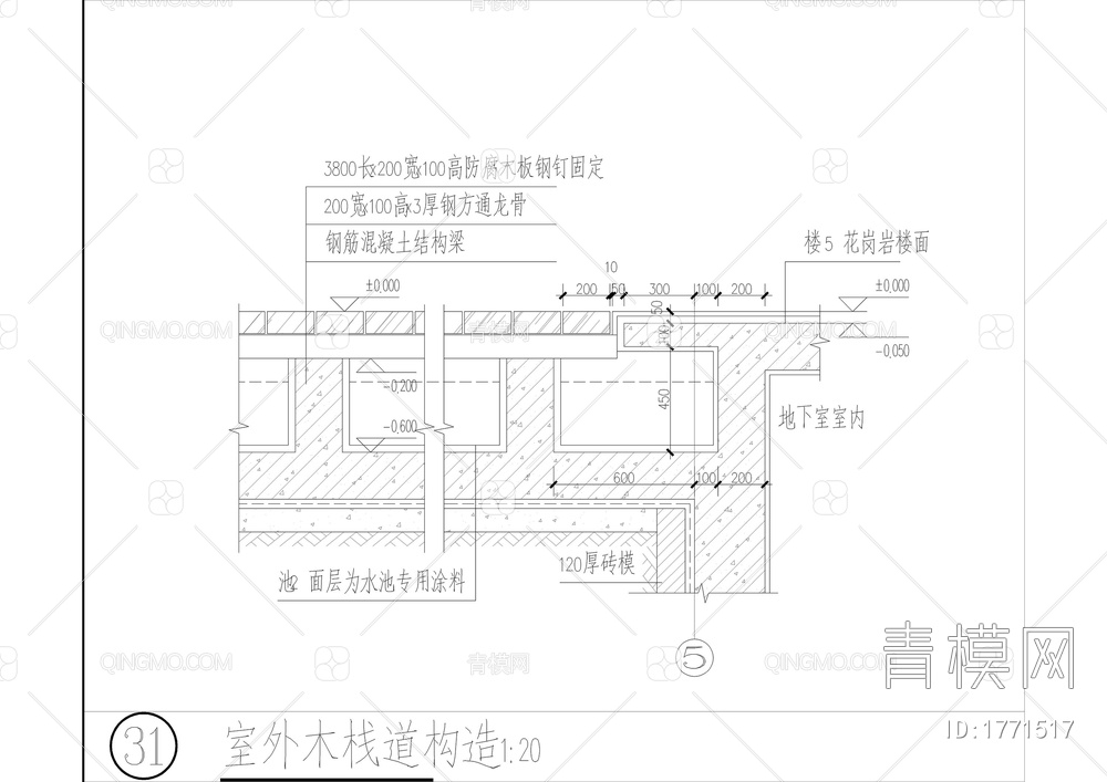 瞻仰台木栈道水池详图【ID:1771517】