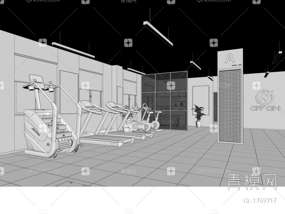 健身房 健身房淋浴间,上楼机,卫生间,休息区,健身房休闲区,健身房装饰画3D模型下载【ID:1769717】