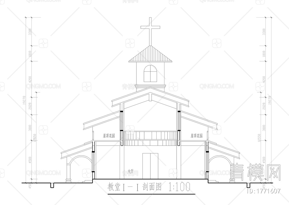 整套十字天主教堂建筑图【ID:1771607】