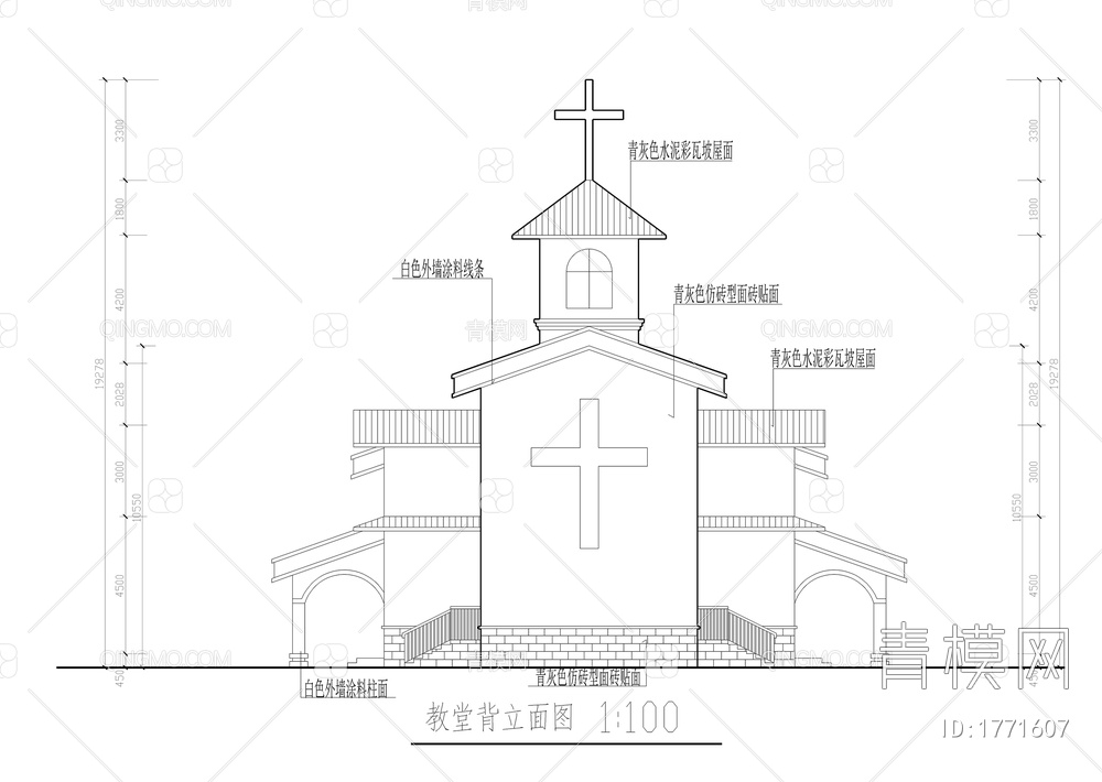 整套十字天主教堂建筑图【ID:1771607】