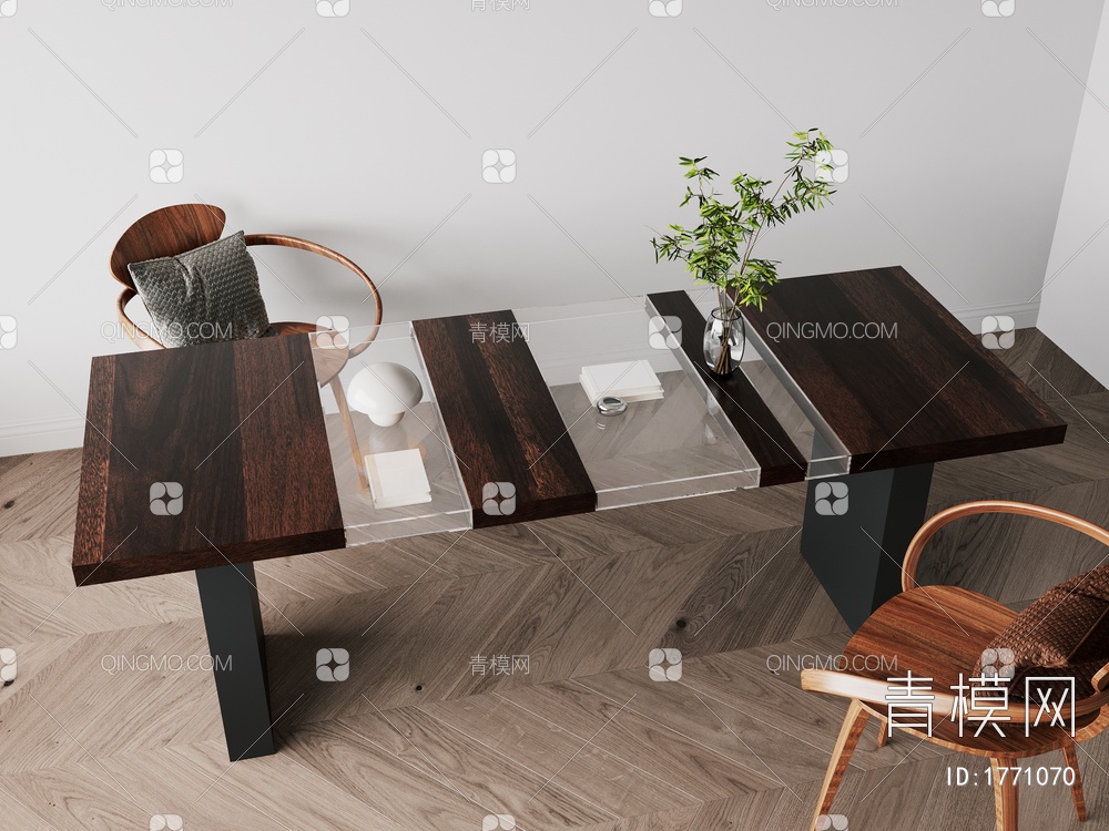 长桌，餐桌，餐桌椅3D模型下载【ID:1771070】