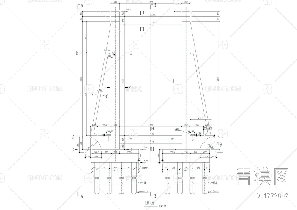 主塔构造图cad图纸【ID:1772042】