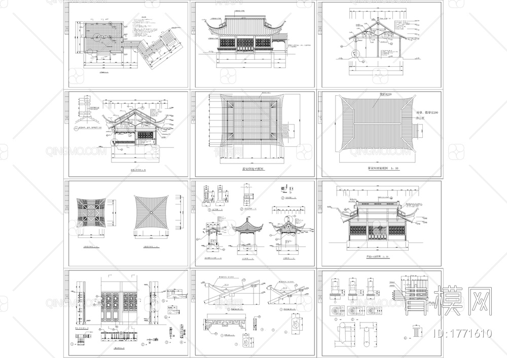 古建茶楼全套建筑图【ID:1771610】