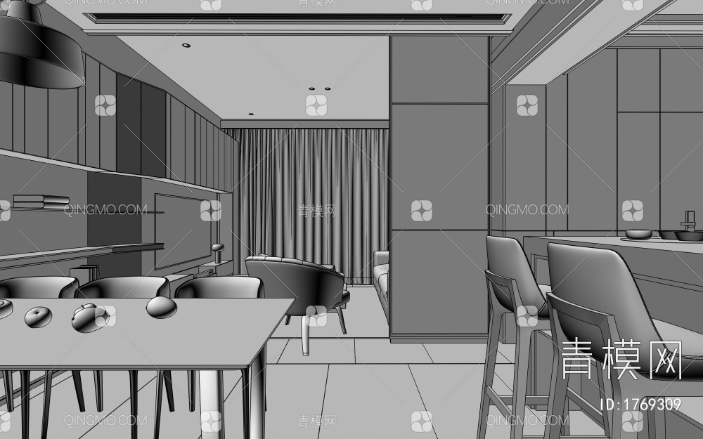 客餐厅3D模型下载【ID:1769309】