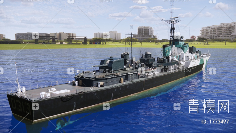 驱逐舰 战舰SU模型下载【ID:1773497】