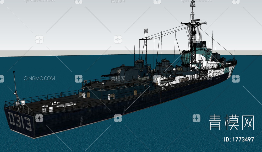 驱逐舰 战舰SU模型下载【ID:1773497】