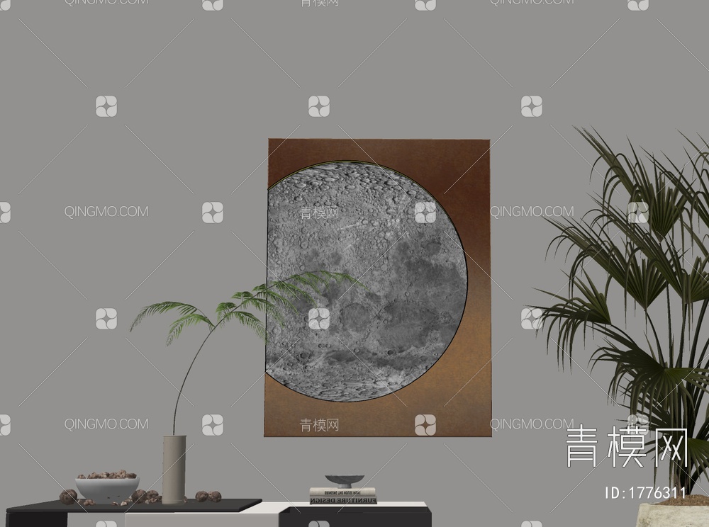 月球灯装饰画SU模型下载【ID:1776311】