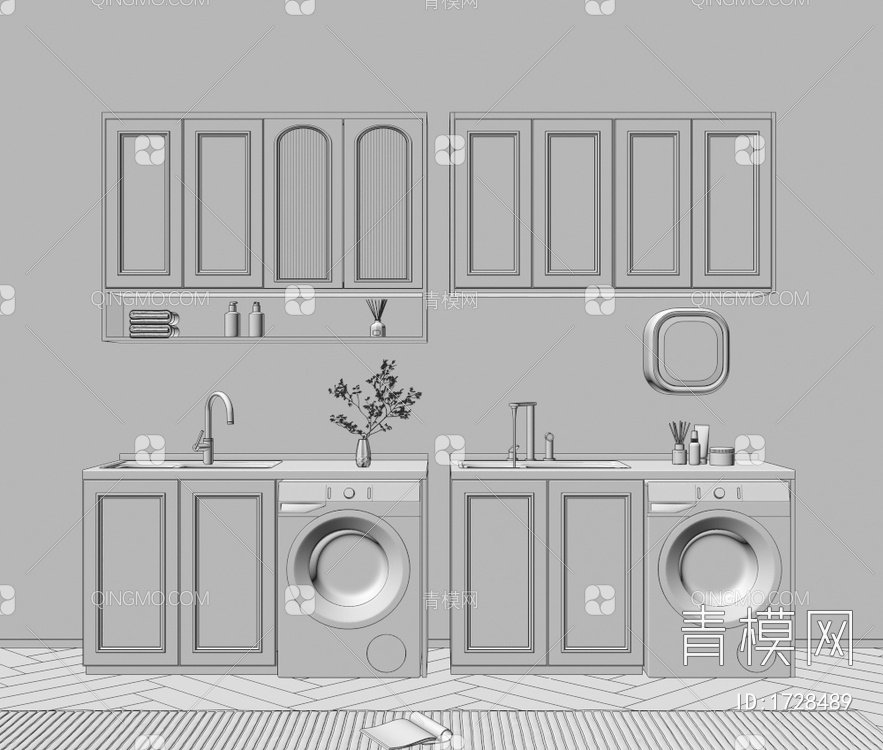 阳台柜，洗衣机柜3D模型下载【ID:1728489】