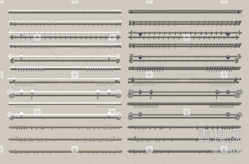窗帘杆SU模型下载【ID:1775639】