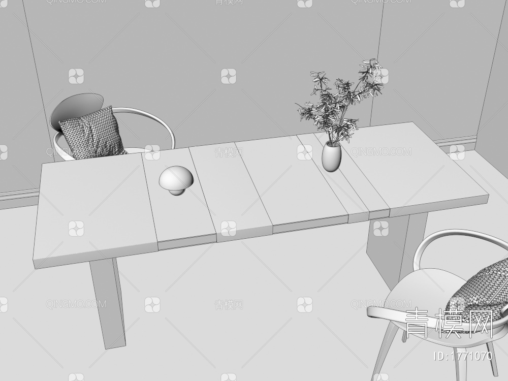 长桌，餐桌，餐桌椅3D模型下载【ID:1771070】