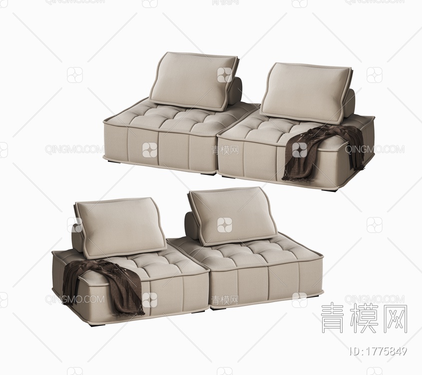 双人沙发3D模型下载【ID:1775849】