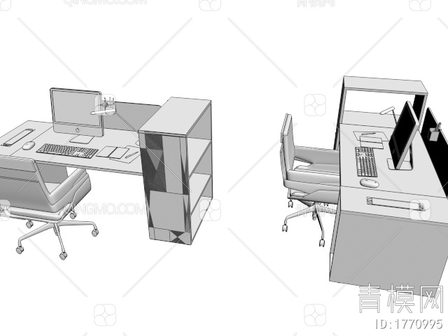 办公桌椅3D模型下载【ID:1770995】