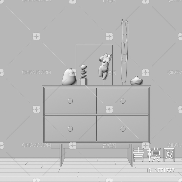 边柜，原木，装饰柜，玄关柜3D模型下载【ID:1771727】