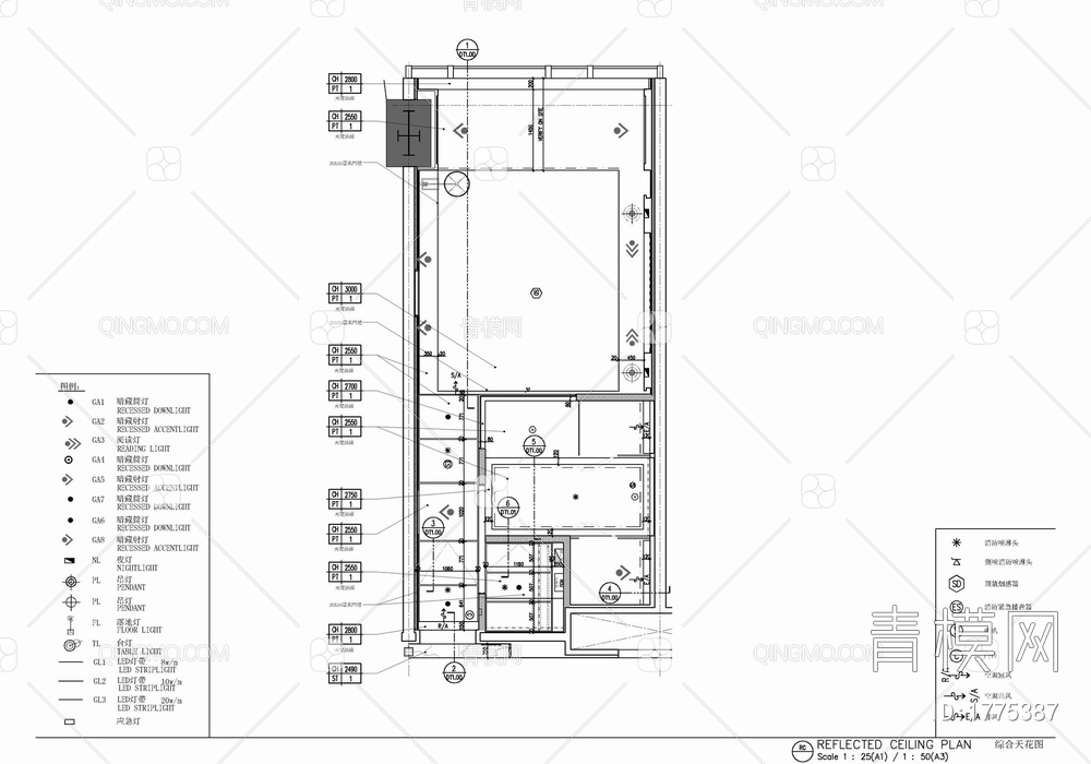 45㎡酒店标准大床房室内施工图 酒店客房 套房 大床房 单人间【ID:1775387】