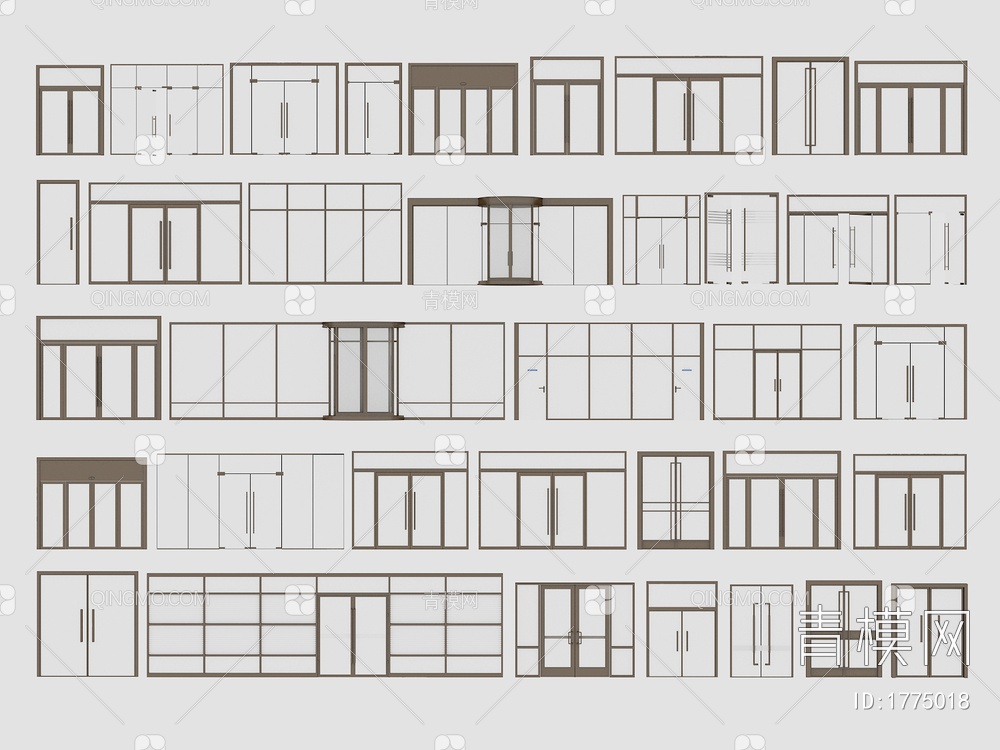 玻璃门组合SU模型下载【ID:1775018】