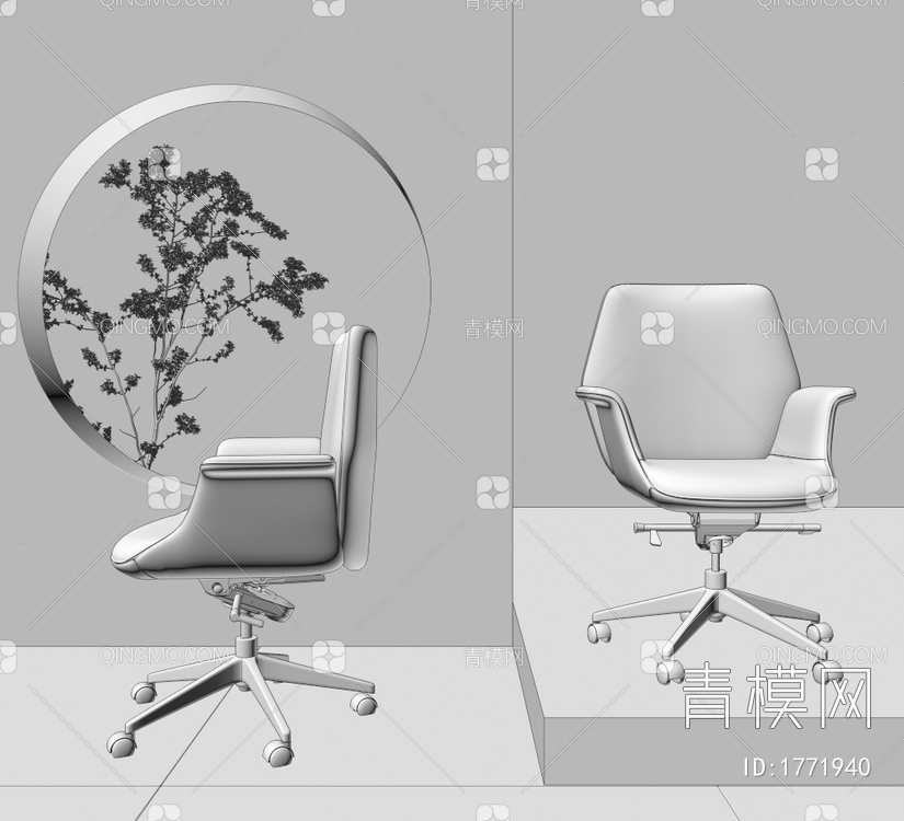 办公椅 会议椅3D模型下载【ID:1771940】
