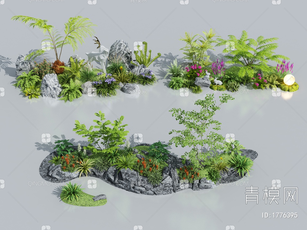 阙类植物组合3D模型下载【ID:1776395】