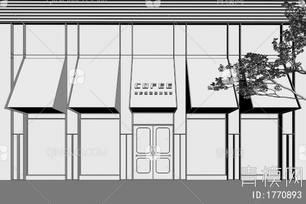 门头，奶茶店门头，门头，咖啡店门头3D模型下载【ID:1770893】